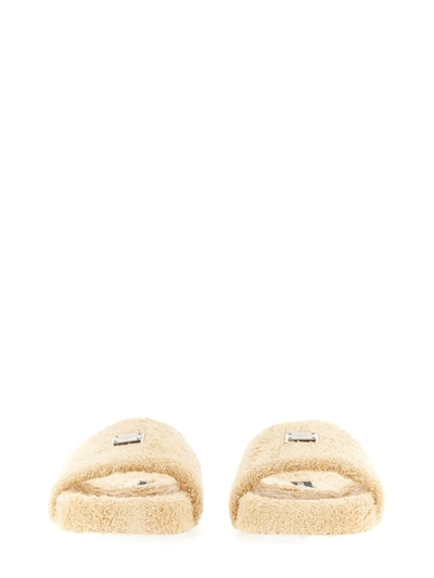 Shop Dolce & Gabbana Terry Slide Sandal In Beige
