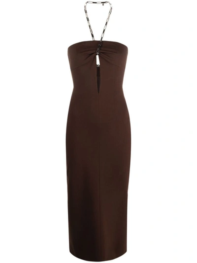 Shop Attico The  'giona' Midi Dress In Brown