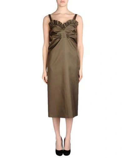 Shop Rochas Midi Dress In Khaki