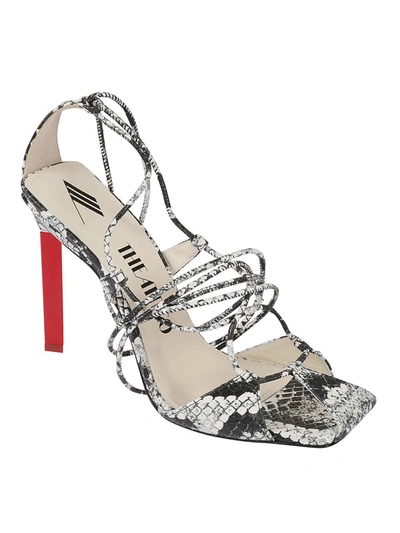 Attico Adele Snakeskin-print Sandals In White Red