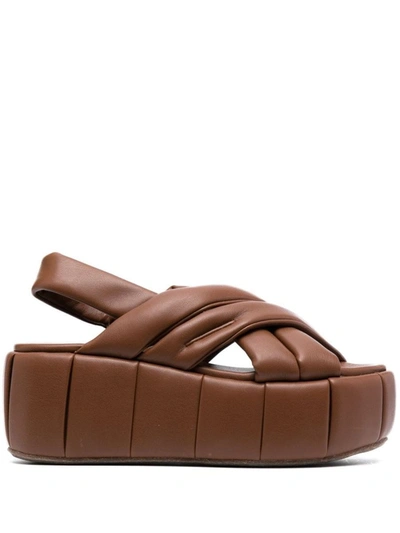 Shop Themoirè Themoire' Acquaria Basic Vegan Leather Sandal In Brown