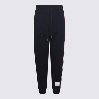 Shop Thom Browne Black Cotton Track Pants In Blue