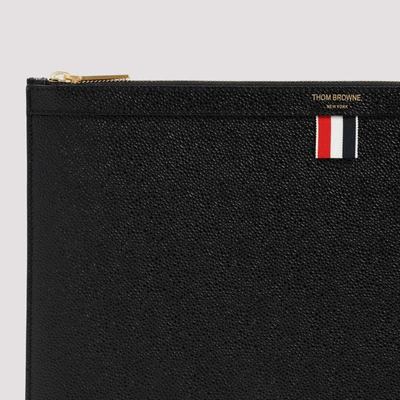 Shop Thom Browne Medium Zipper Document Holder Smallleathergoods In Black