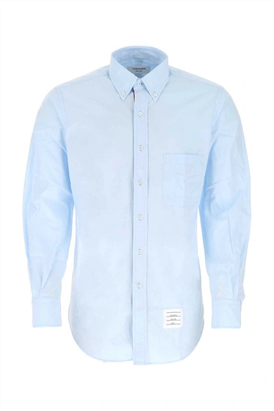 Shop Thom Browne Shirts In Light Blue