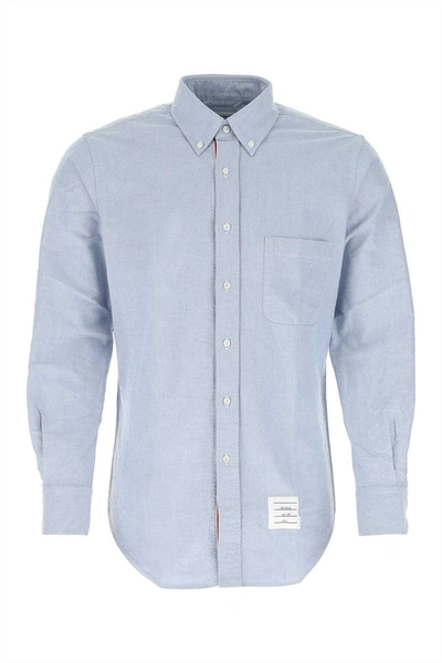 Shop Thom Browne Shirts In Light Blue