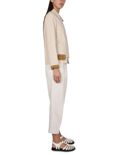 Fay Collar Trimmed Jacket Featuring Pockets In Beige