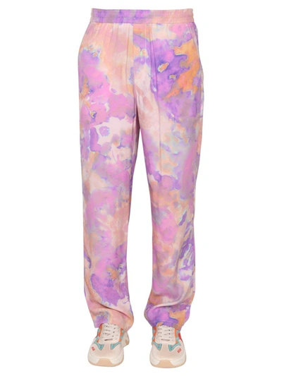 Shop Msgm Tie Dye Pattern Pants In Purple