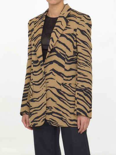 Shop Stella Mccartney Tiger Jacquard Jacket In Brown