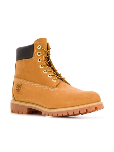 Shop Timberland Leather Lace-up Boots In Yellow