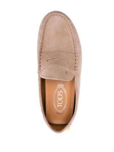 Shop Tod's Gommino Bubble Suede Leather Loafers In Powder