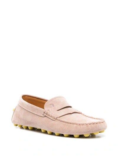 Shop Tod's Gommino Bubble Suede Leather Loafers In Powder