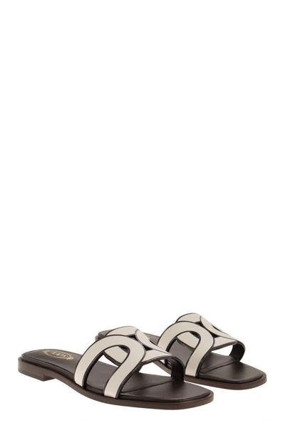 Shop Tod's Leather Sandal In Cream