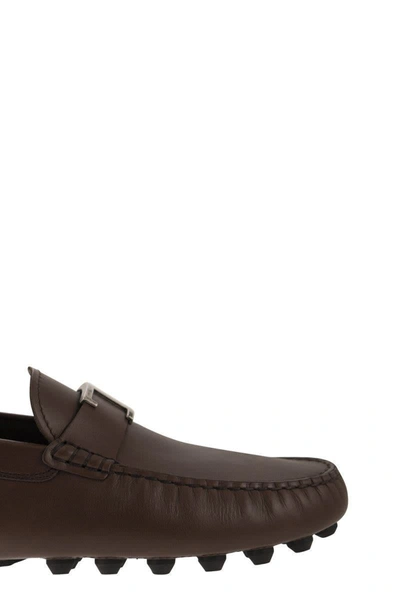 Shop Tod's Moccasin With Macro Rubbers In Brown