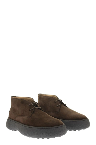 Shop Tod's Suede Leather Ankle Boots In Brown