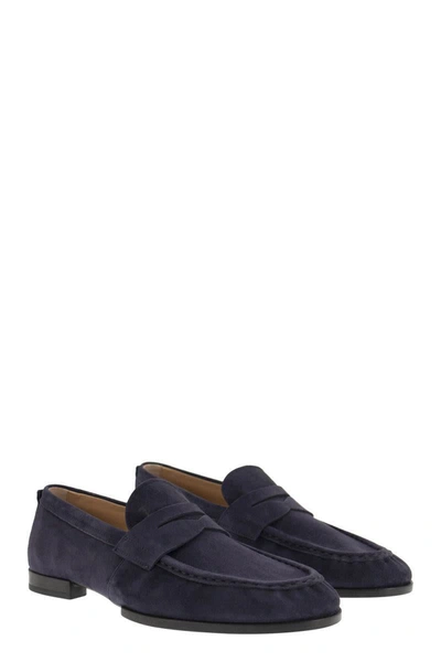 Shop Tod's Suede Leather Moccasin In Blue