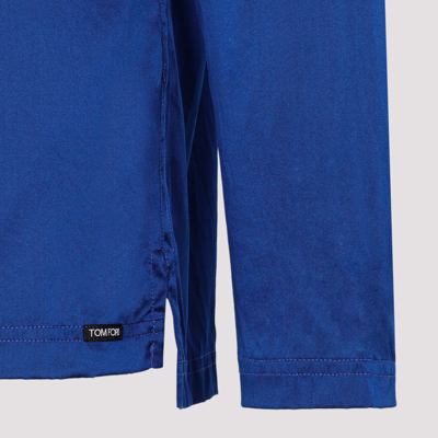 Shop Tom Ford Silk Pijama Henley Underwear In Blue