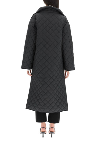 Shop Totême Toteme Signature Quilted Coat In Recycled Polyester In Black