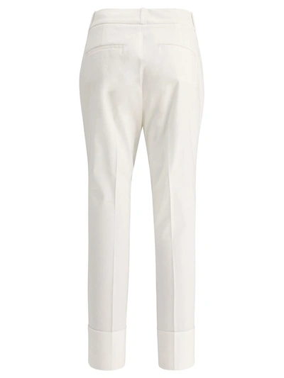 Shop Peserico Trousers With High Turn-up Hem In White