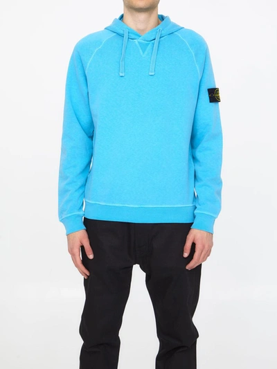 Stone Island Turquoise Cotton Hoodie | ModeSens