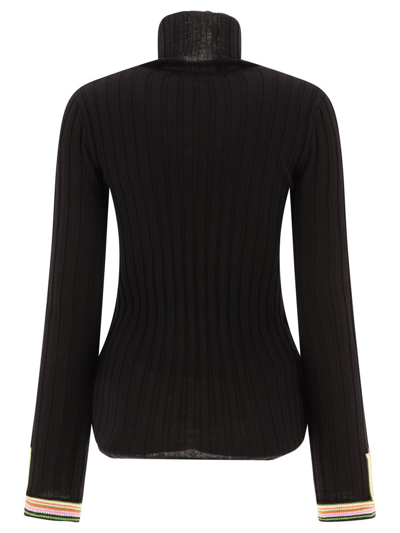 Shop Etro Turtleneck With Contrasting Profiles In Black