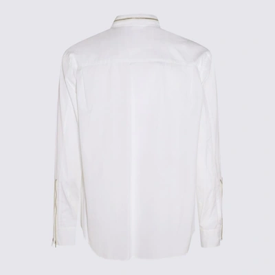 Shop Undercover White Cotton Shirt In <p>white Cotton Shirt From  Featuring Zip Details, Silver-tone Hardware, Classic Collar, F