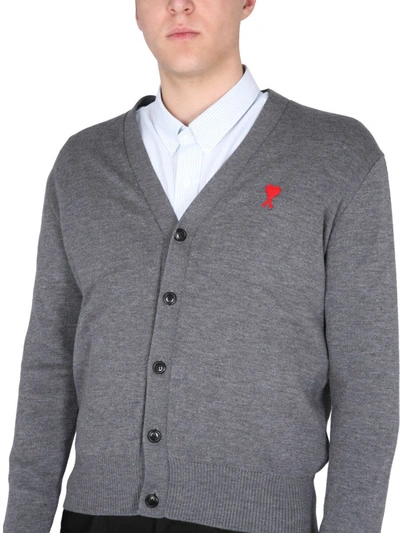 Shop Ami Alexandre Mattiussi V-neck Cardigan In Grey