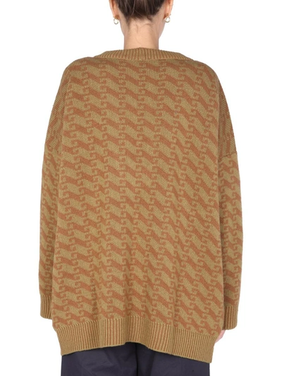 Jejia V-neck Jacquard Sweater In Brown