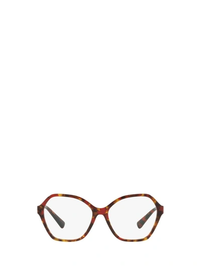 Shop Valentino Eyewear Eyeglasses In Red Havana