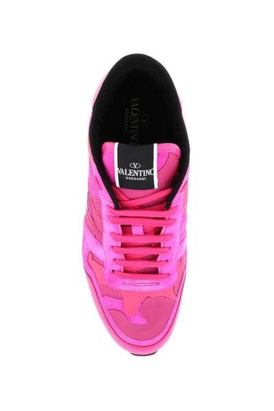 Shop Valentino Garavani Pink Pp Camo Rockrunner Sneakers In Fuchsia