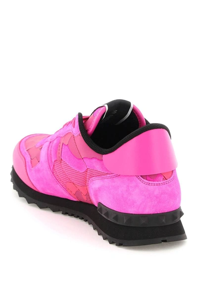 Shop Valentino Garavani Pink Pp Camo Rockrunner Sneakers In Fuchsia