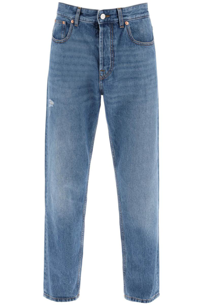 Shop Valentino Garavani Tapered Jeans With Medium Wash In Blue
