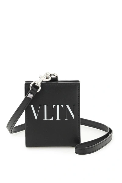 Shop Valentino Garavani Vltn Necklace Bifold Wallet In Black