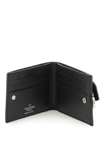 Shop Valentino Garavani Vltn Necklace Bifold Wallet In Black