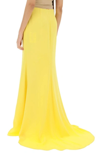 Shop Valentino Long Skirt In Silk Cady Couture In Yellow