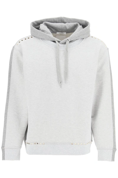 Shop Valentino Rockstud Untitled Studs Hoodie In Grey