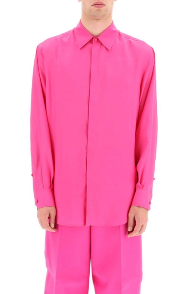 Shop Valentino Silk Shirt In Fuchsia