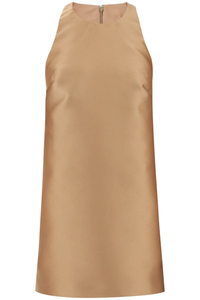 Shop Valentino Techno Duchesse Mini Dress In Beige