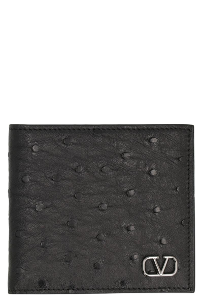 Shop Valentino Garavani - Leather Wallet In Black