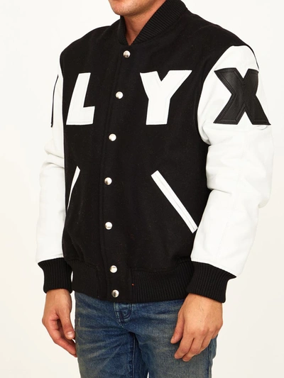 Shop Alyx Varsity Jacket With Logo In Black/white