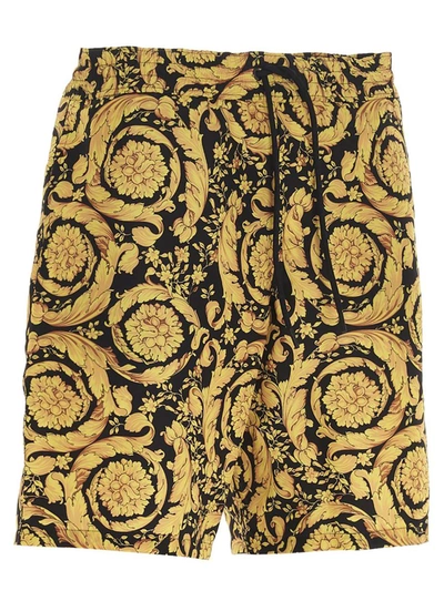 Shop Versace 'barocco' Beach Shorts In Multicolor