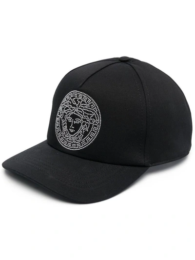 Shop Versace Caps & Hats In Black Silv