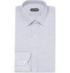 TOM FORD Grey Slim-Fit Houndstooth Cotton Shirt