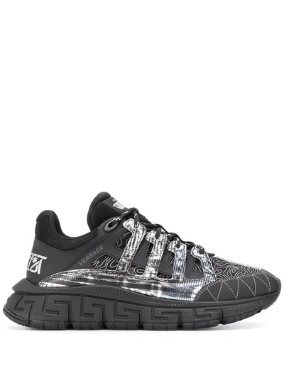 Shop Versace Trigreca Low-top Sneakers In Black