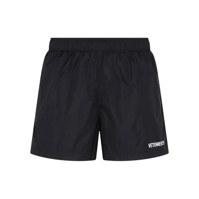 Shop Vetements Logo Swimshorts Swimwear In Black