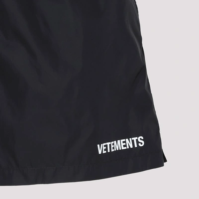 Shop Vetements Logo Swimshorts Swimwear In Black