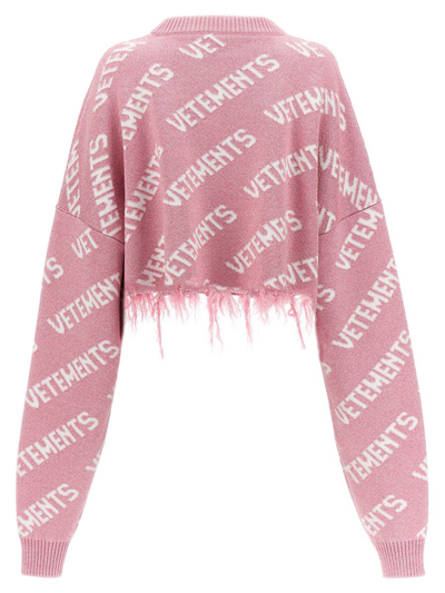 Shop Vetements Monogram Cropped Sweater In Pink