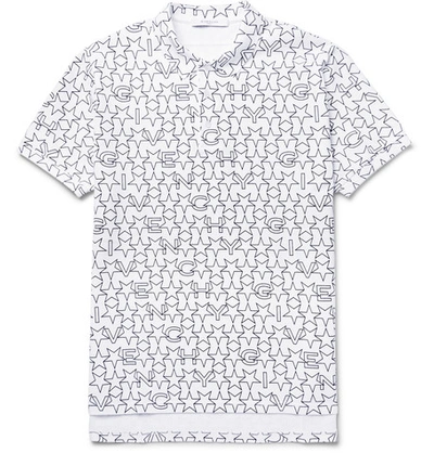 Shop Givenchy Printed Cotton-piqué Polo Shirt