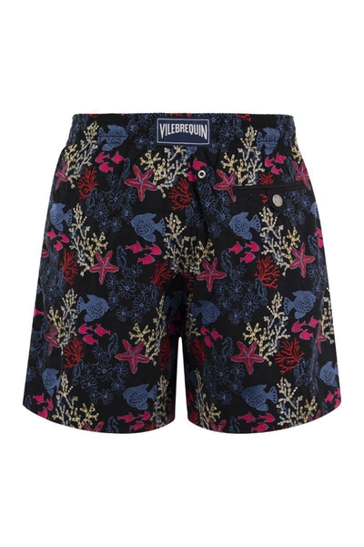 Shop Vilebrequin Fond Marins Embroidered Men's Beach Shorts - Limited Edition In Black