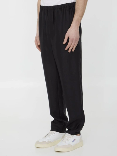 Shop Saint Laurent Viscose Trousers In Black