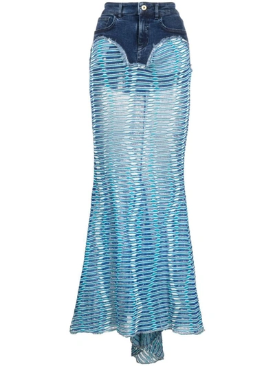 Shop Vitelli Wave Jacquard + Denim Mermaid Skirt Clothing In J11 Azul Blend
